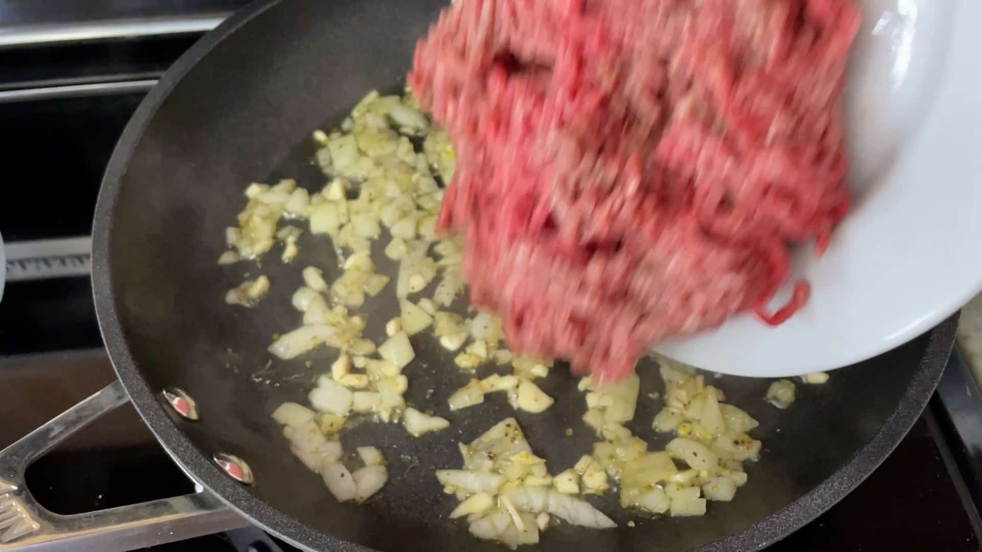 add ground meat to brown