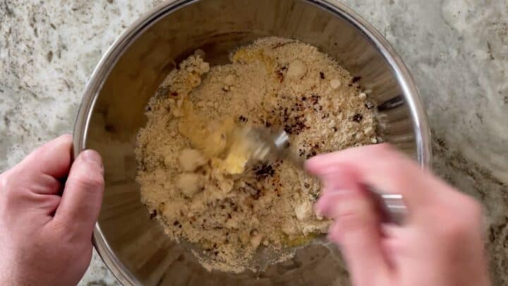 Mixing ingredients in large bowl