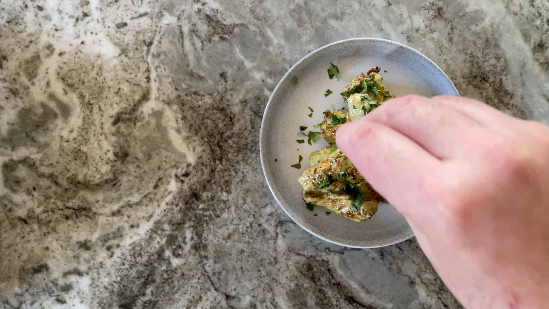 garnish wings with cilantro