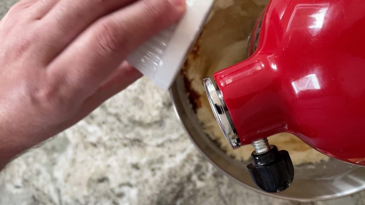 mixing ingredients in the stand mixer