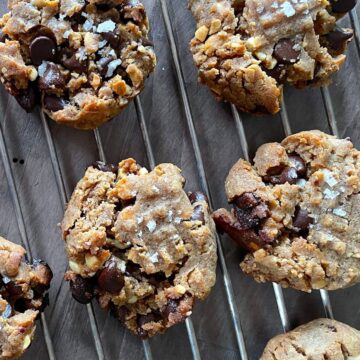 chocolate chip cookies on a cooling rack