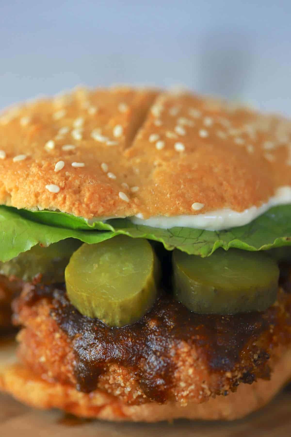 air fryer keto nashville hot chicken sandwich