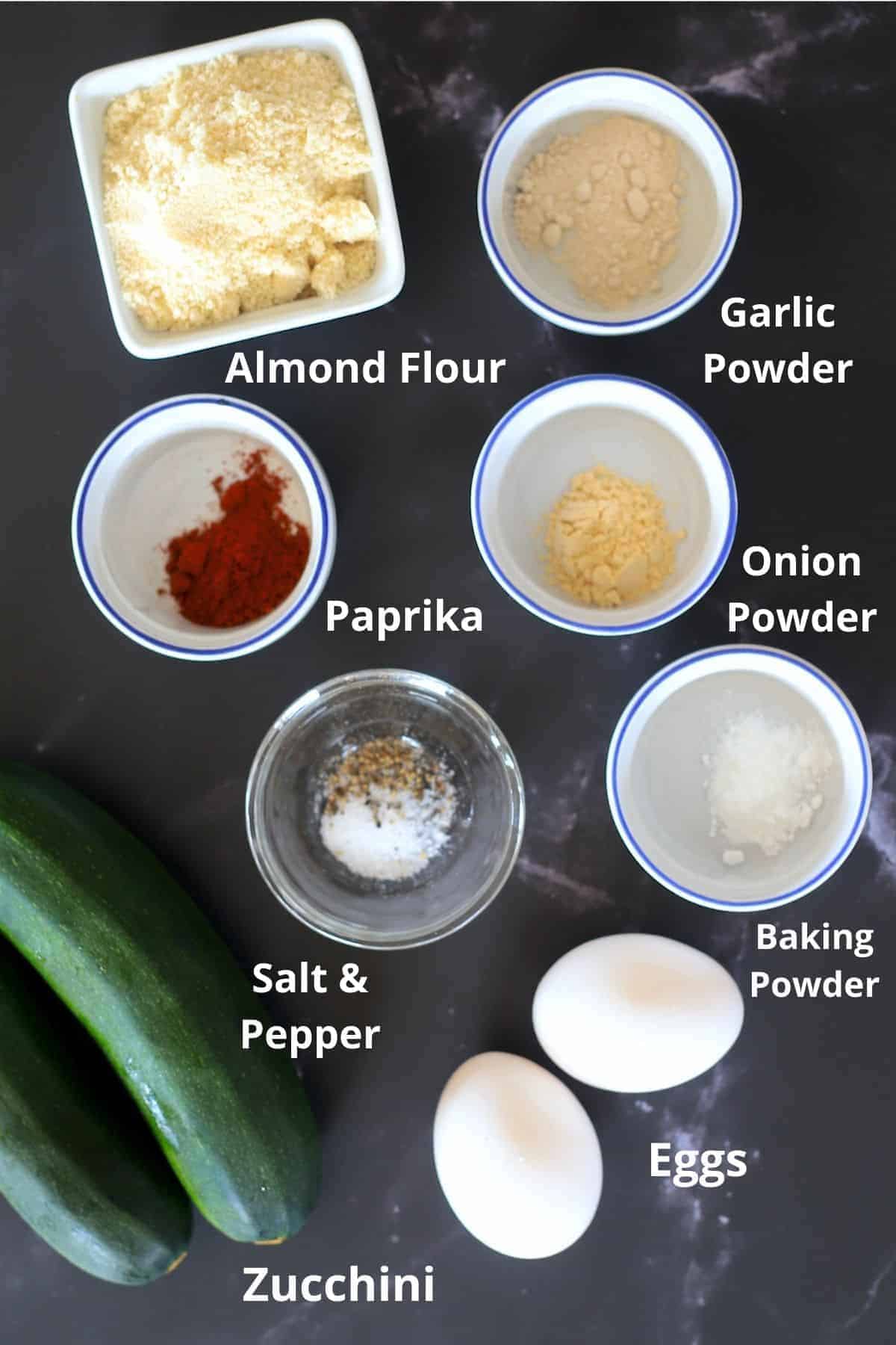 ingredients for the low carb zucchini fritters