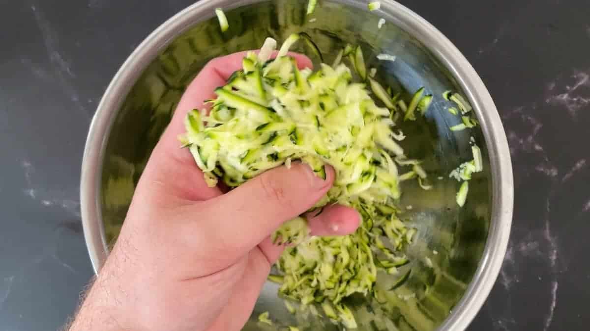 shredded zucchini in a bowl