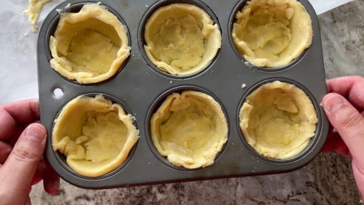 all the shells in the muffin tins