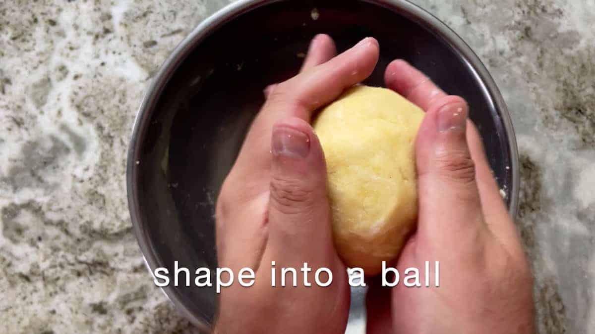 Dough shaped into a ball