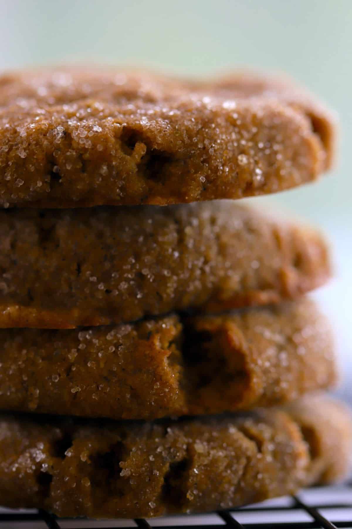 4 pumpkin spice cookies stacked on top of each other