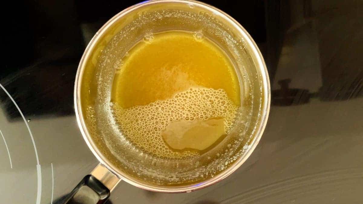 melted butter in a sauce pan