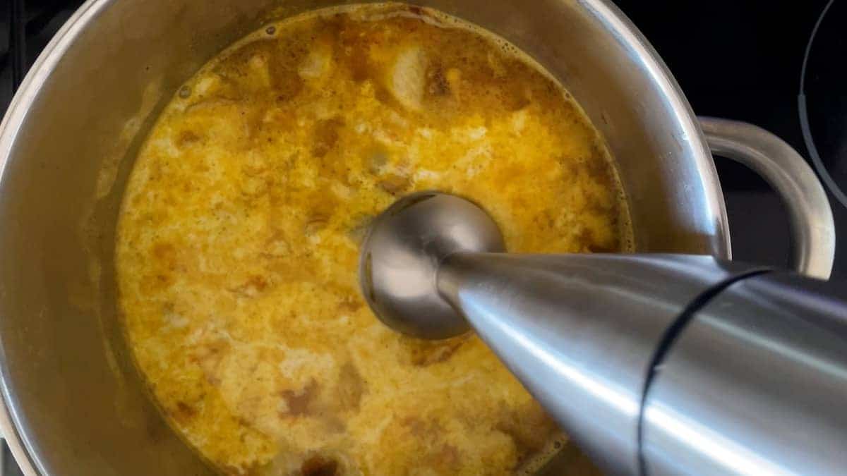 immersion blender in the pot