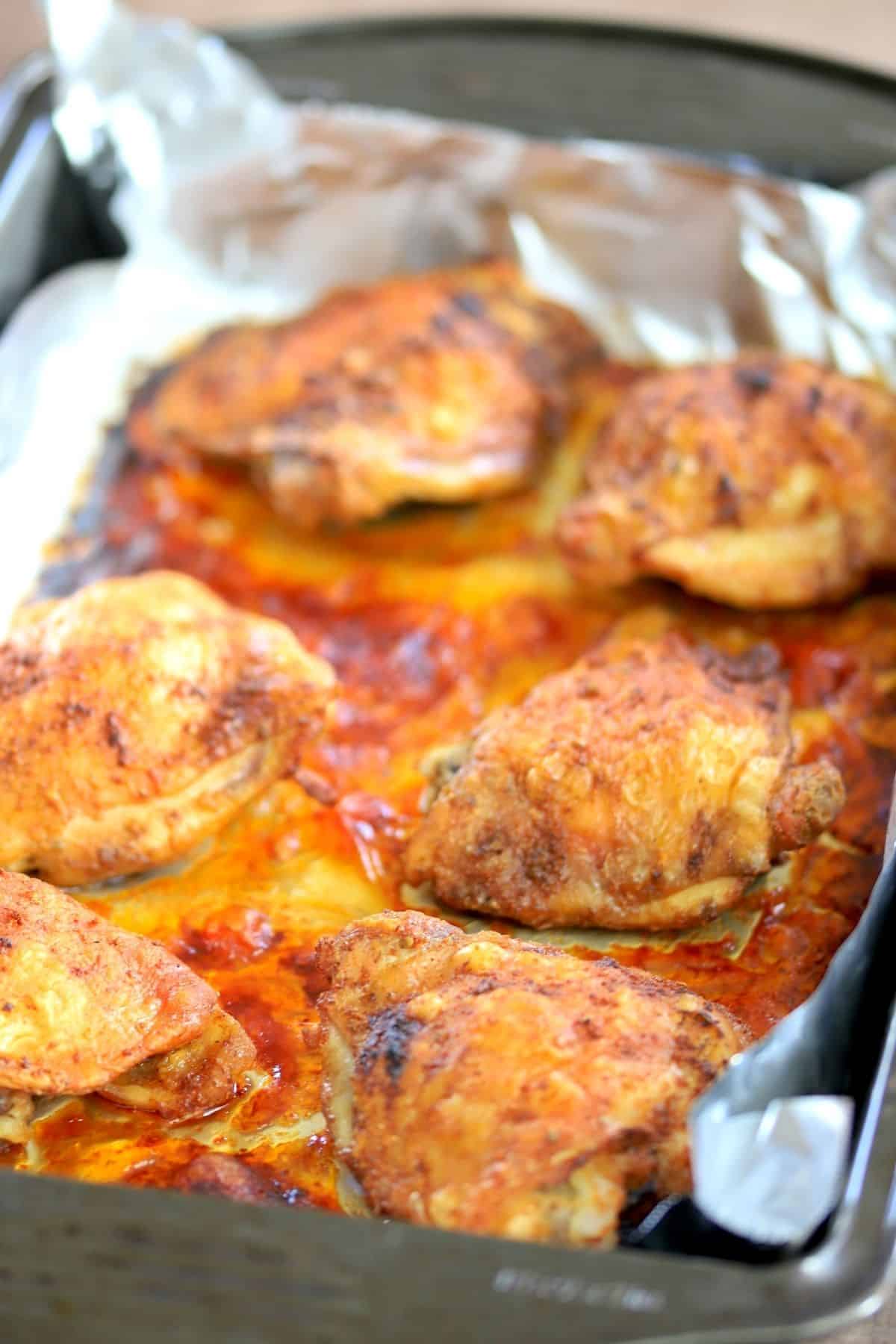 chicken thighs in baking pan