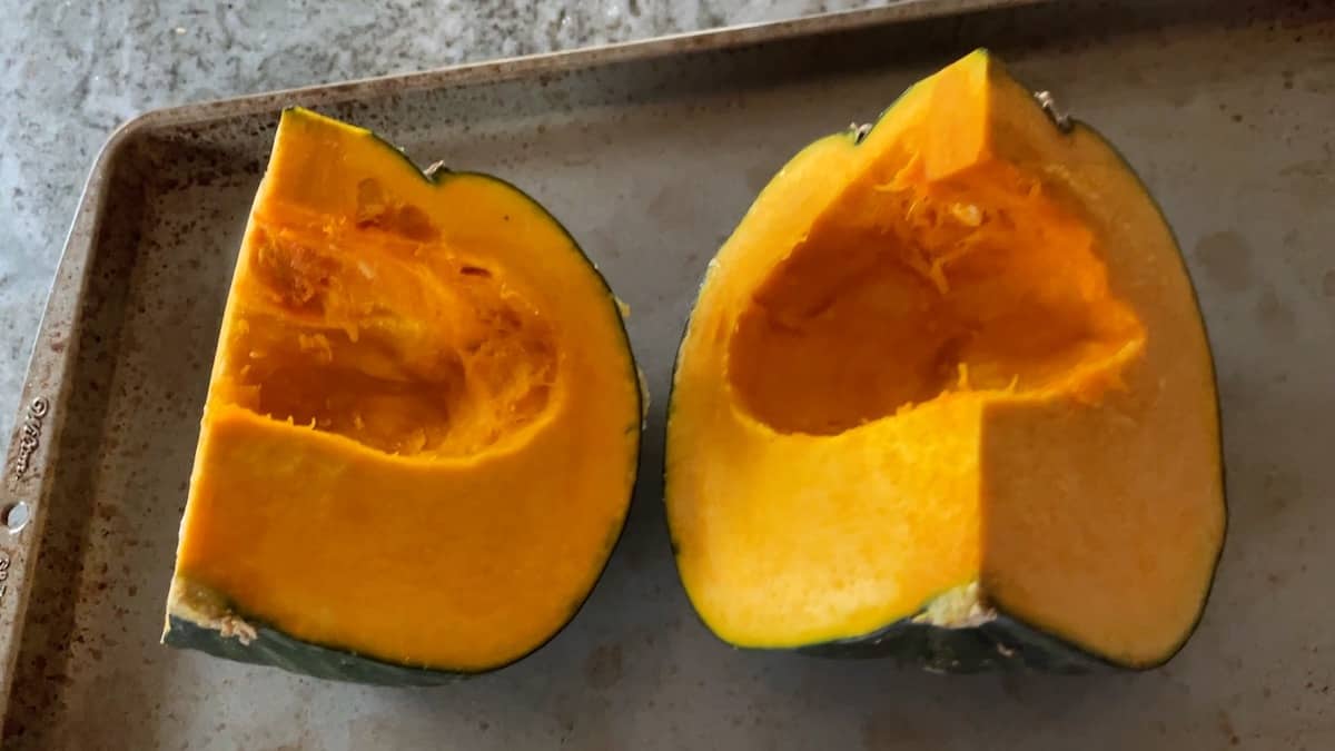 kabocha squash on a sheet pan