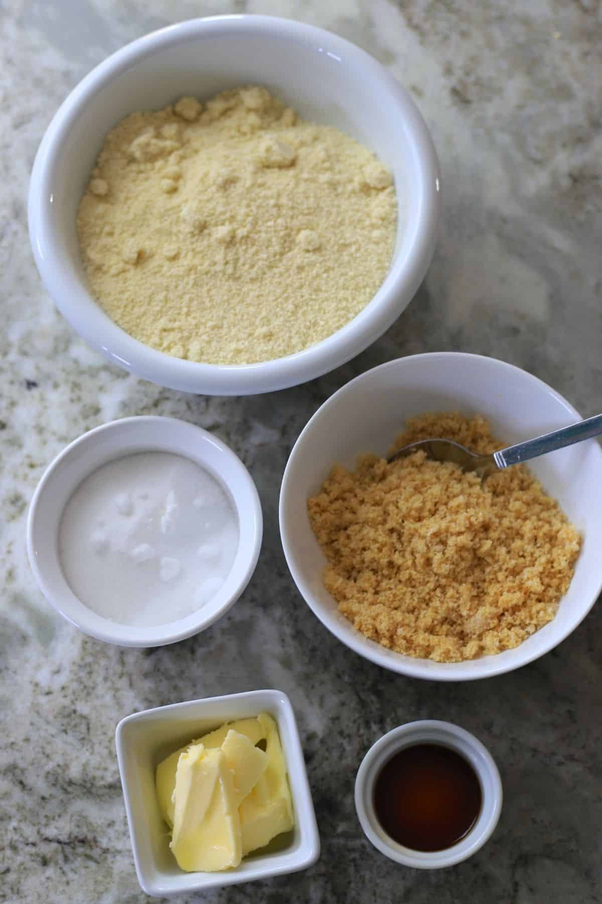 ingredients for keto crunch shortbread cookies