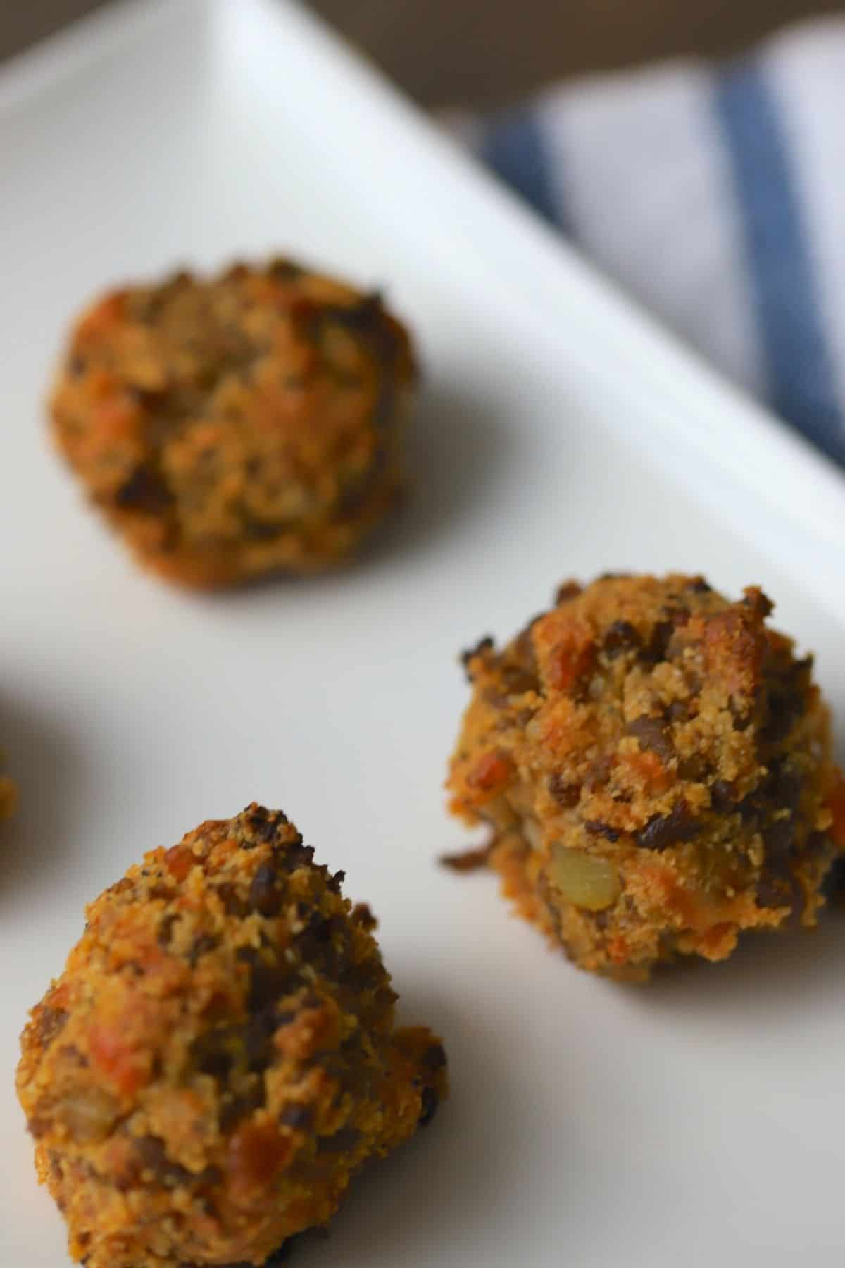 sausage puffs on a white plate