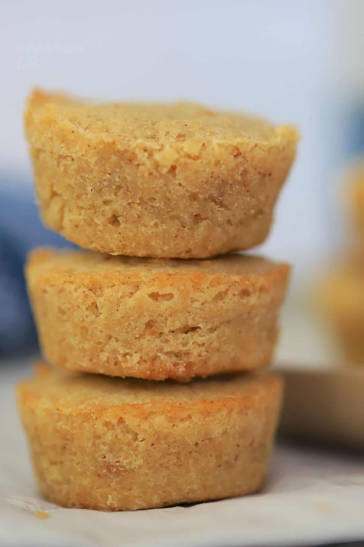 3 stacked sugar free peanut butter cookies.