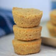 Sugar free Peanut Butter Cookies stacked.