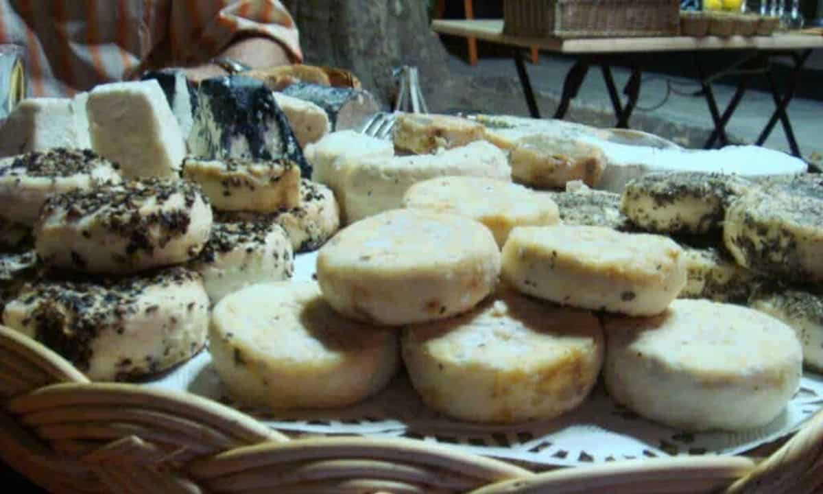 variety of cheeses on a cheese platter