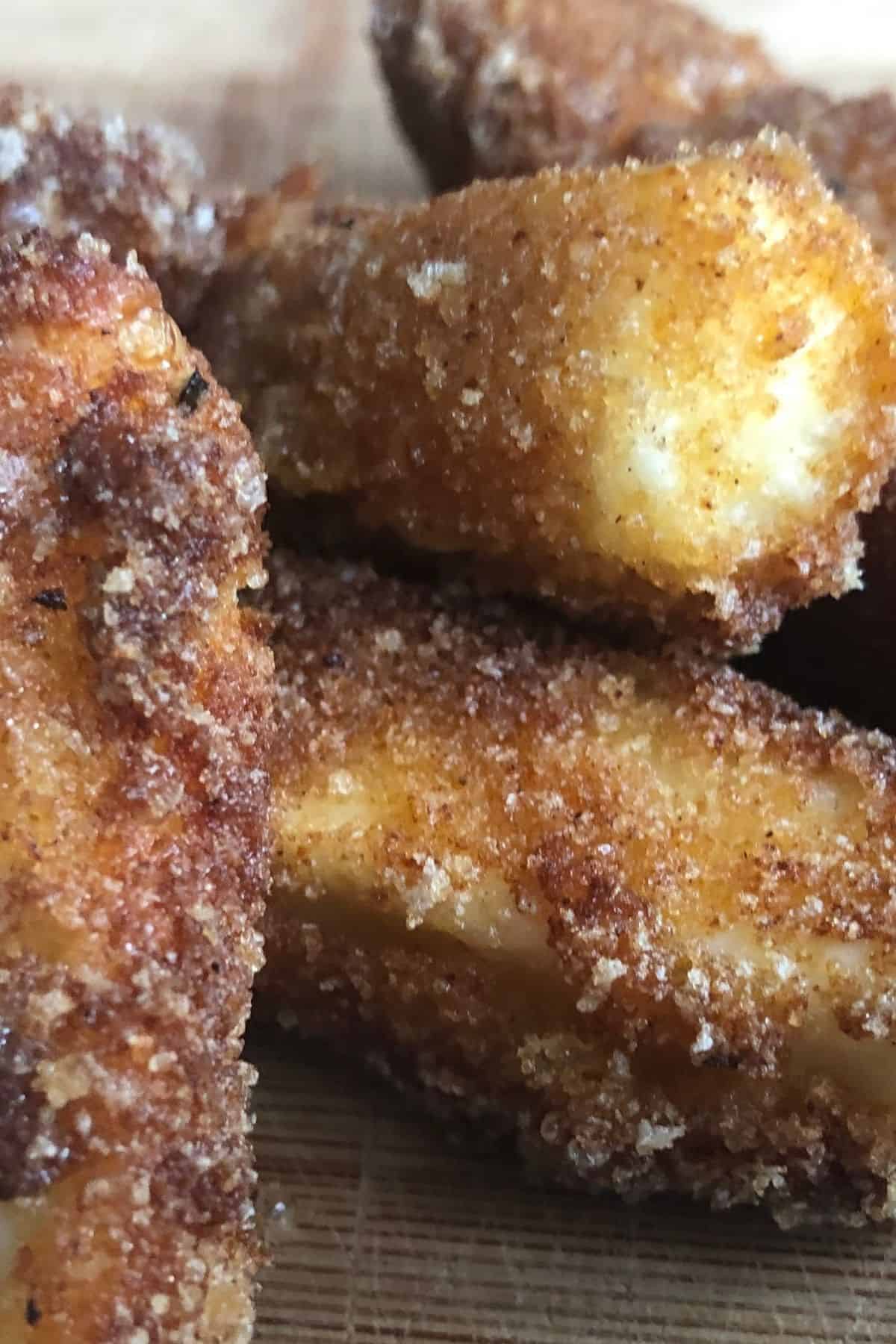 halloumi fries close up.