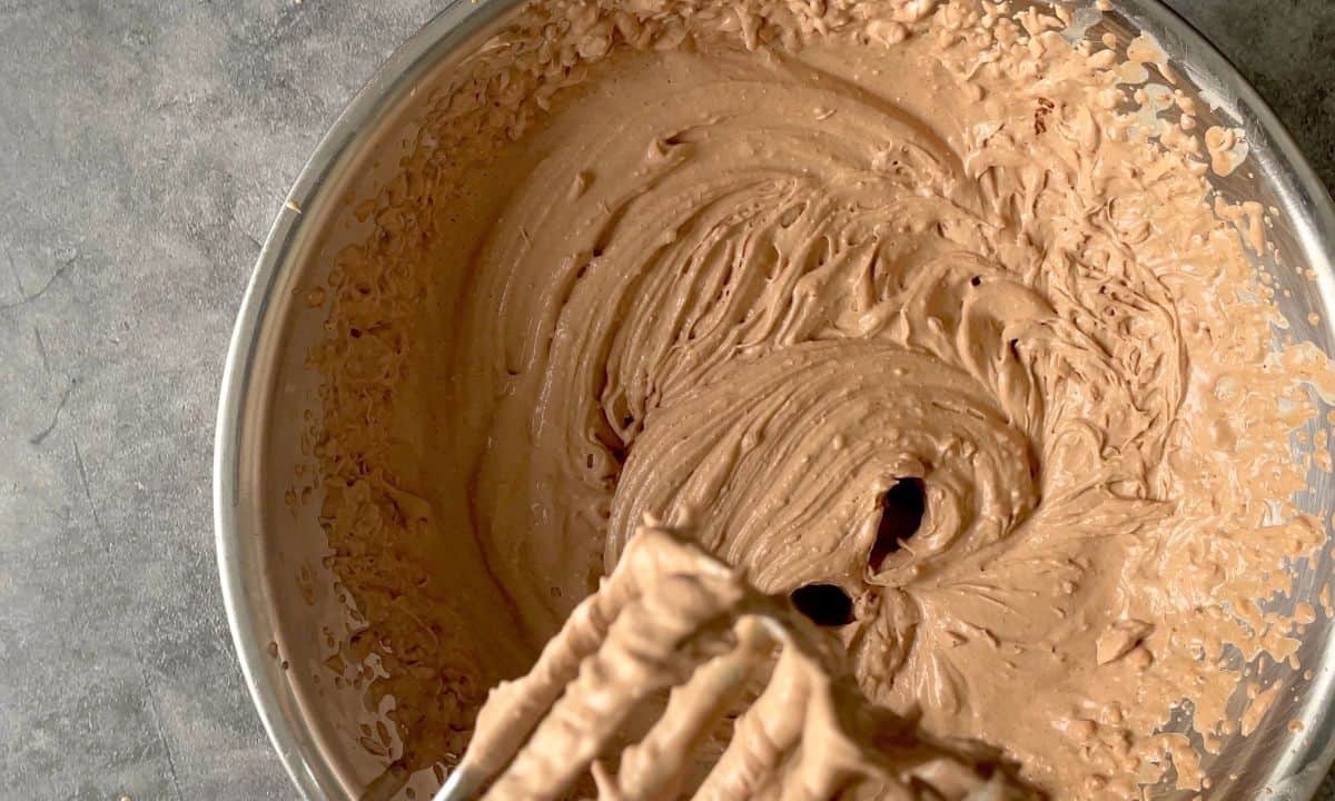 mousse in a bowl after being mixed.