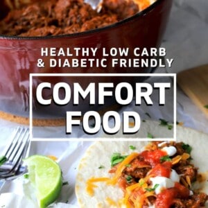 healthy low carb & diabetic friendly comfort food book cover.