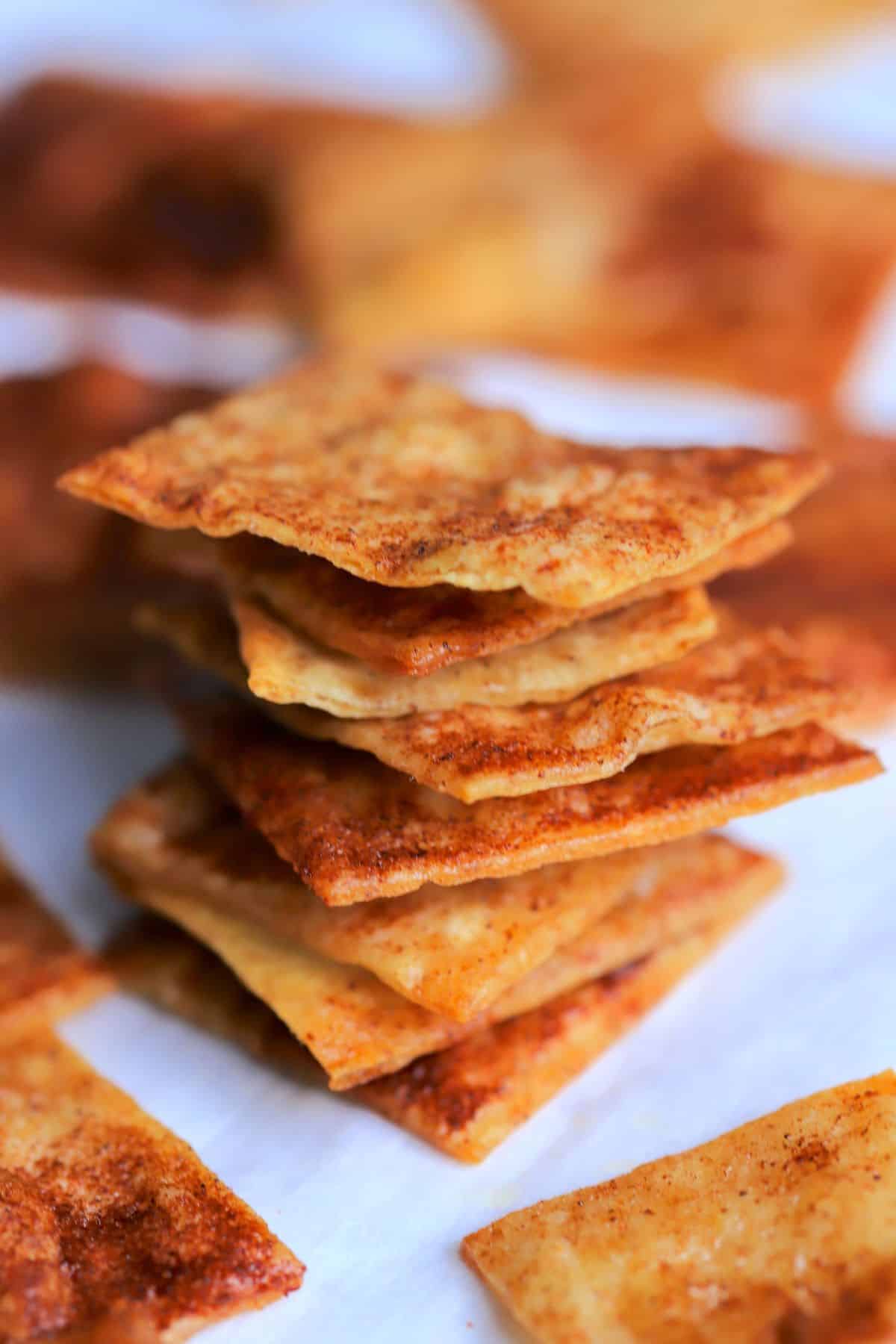 cinnamon toast crunch crackers stacked on top of each other.