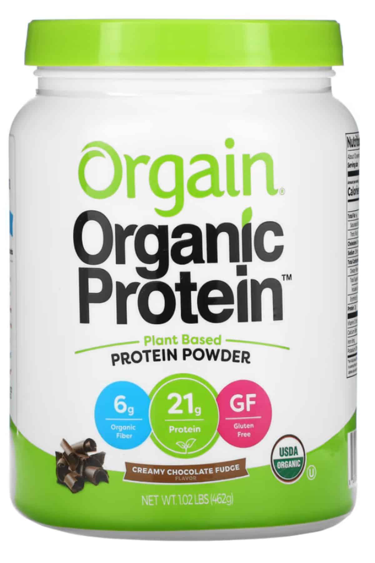 Orgain Organix protein powder.