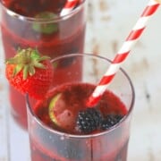 2 glasses with strawberry daiquiri.