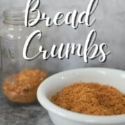 jar and bowl full of low carb breadcrumbs