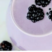 low carb blackberry smoothie with fresh blackberries floating on top.