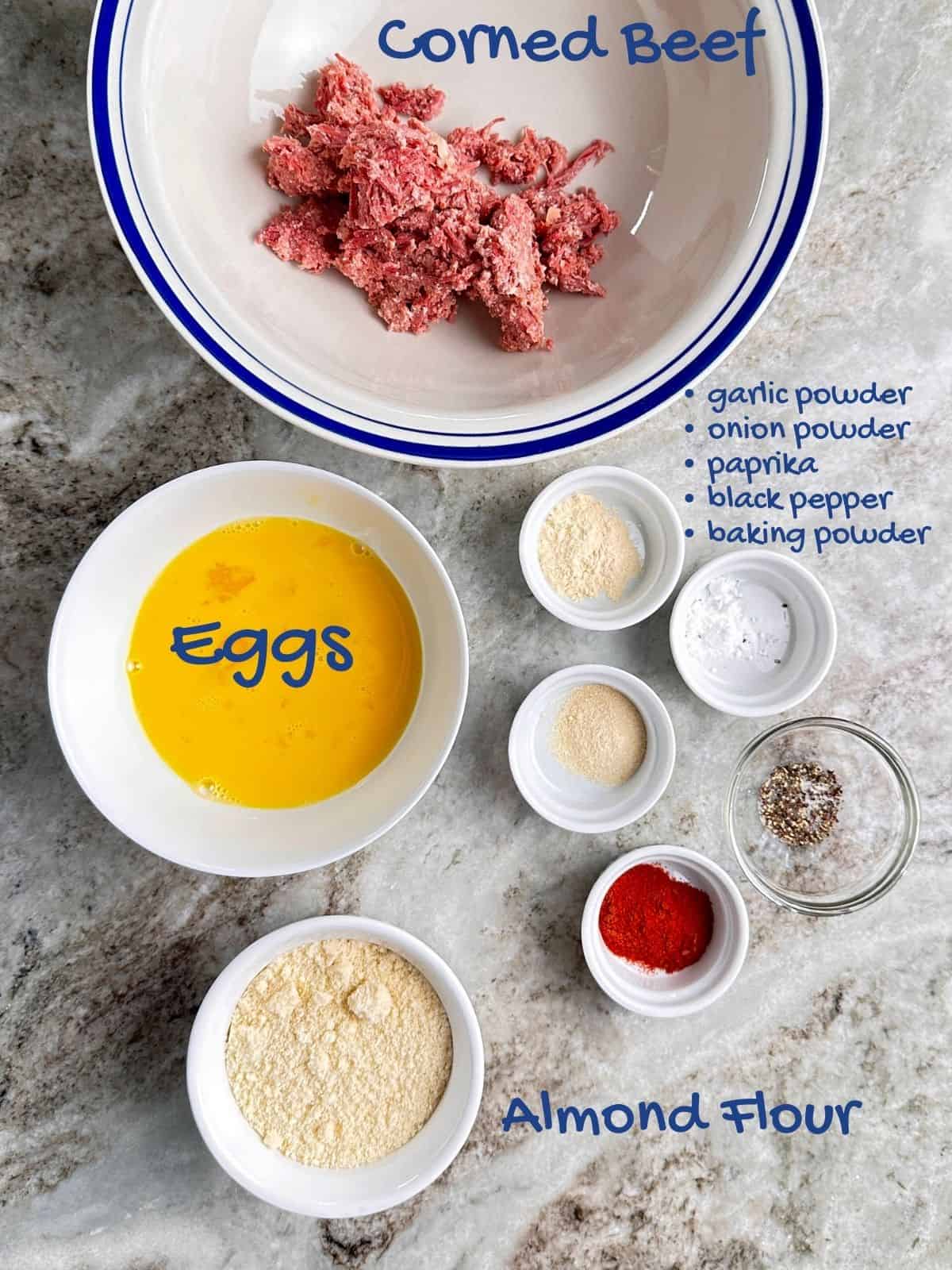 image of ingredients use for the corned beef fritters