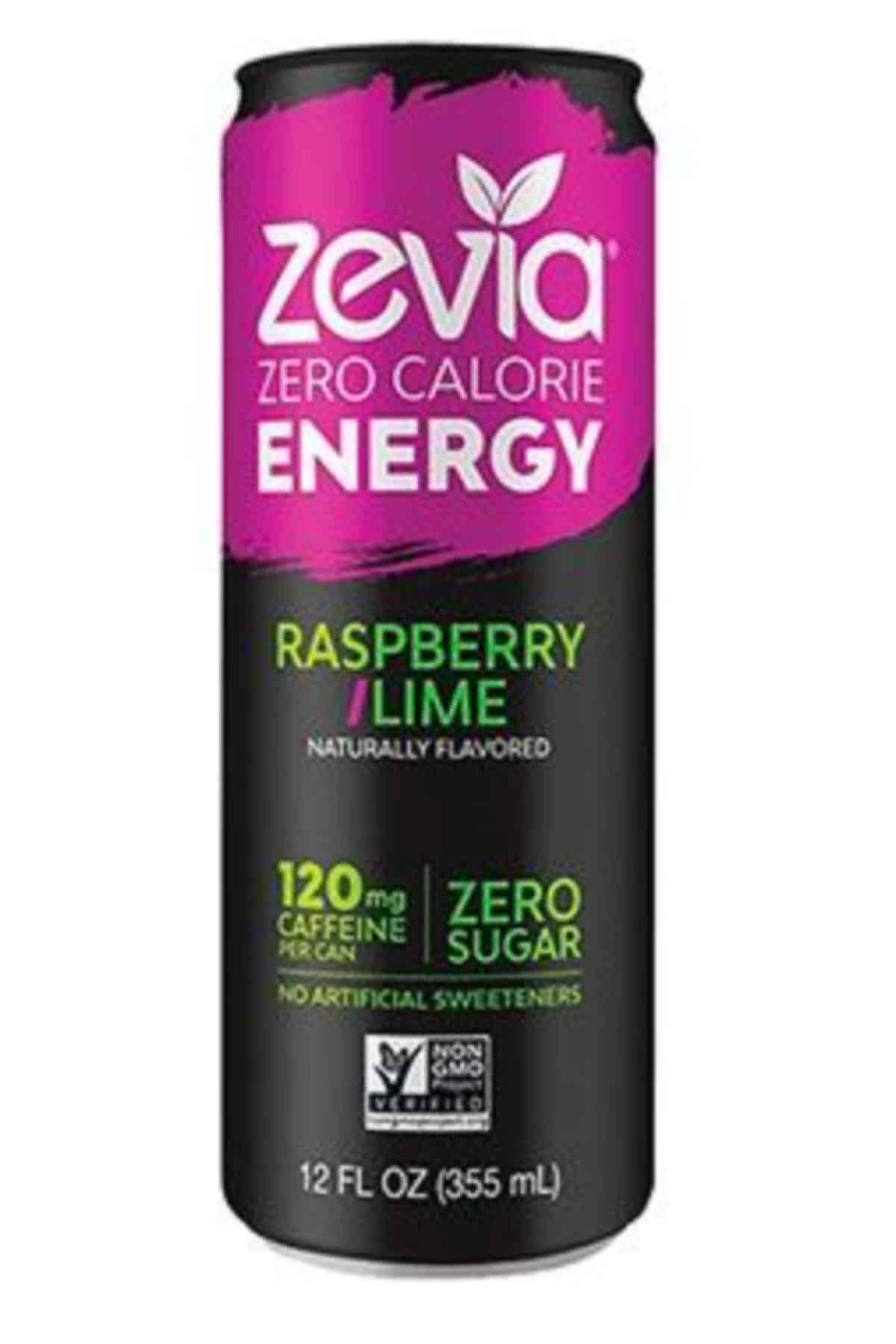 Can of Zevia zero calorie sugar free energy drink.