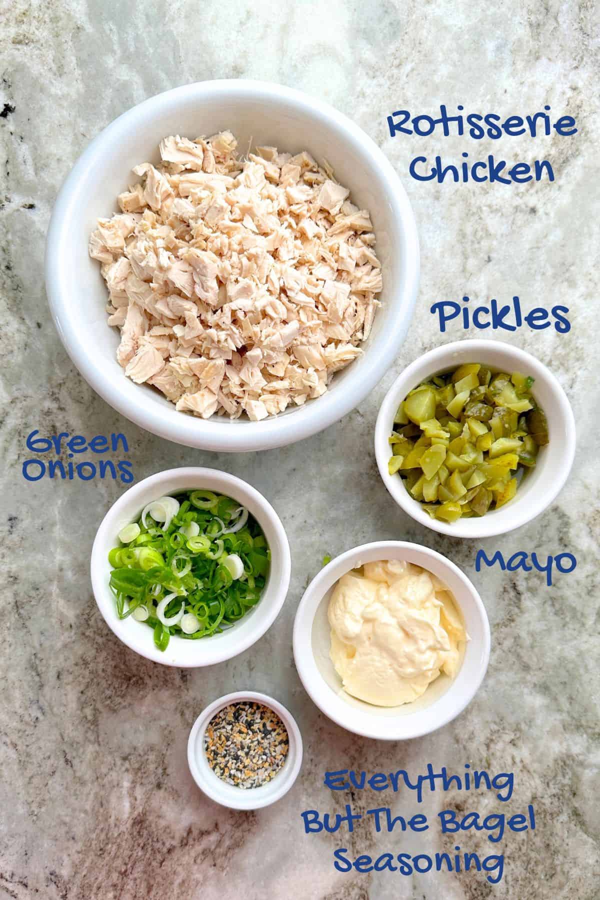 ingredients used for the chicken salad.