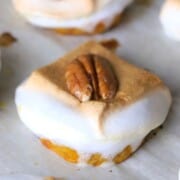 Low carb sweet potato bites on a baking tray.