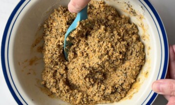 Photo of the mixed ingredients in the large bowl.