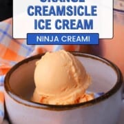A bowl of sugar free orange creamsicle ice cream.