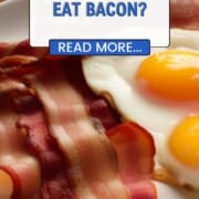 Plate with bacon and eggs.
