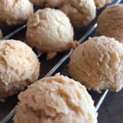 Low carb amaretti cookies cooling on a wire rack.