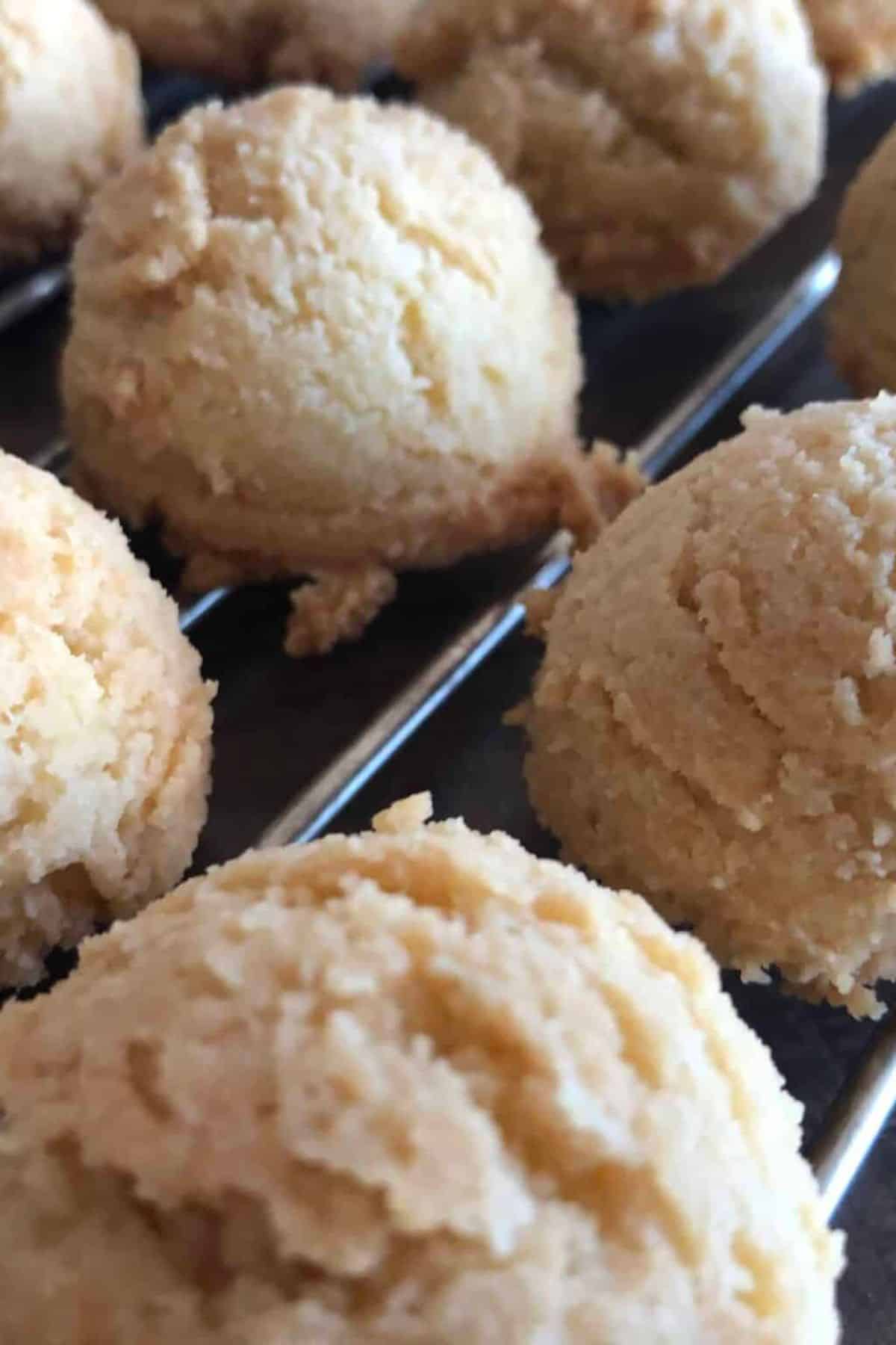 Low carb amaretti cookies cooling on a wire rack.