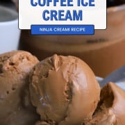 Coffee cups with scoops of the ninja creami sugar free coffee ice cream and a spoon.
