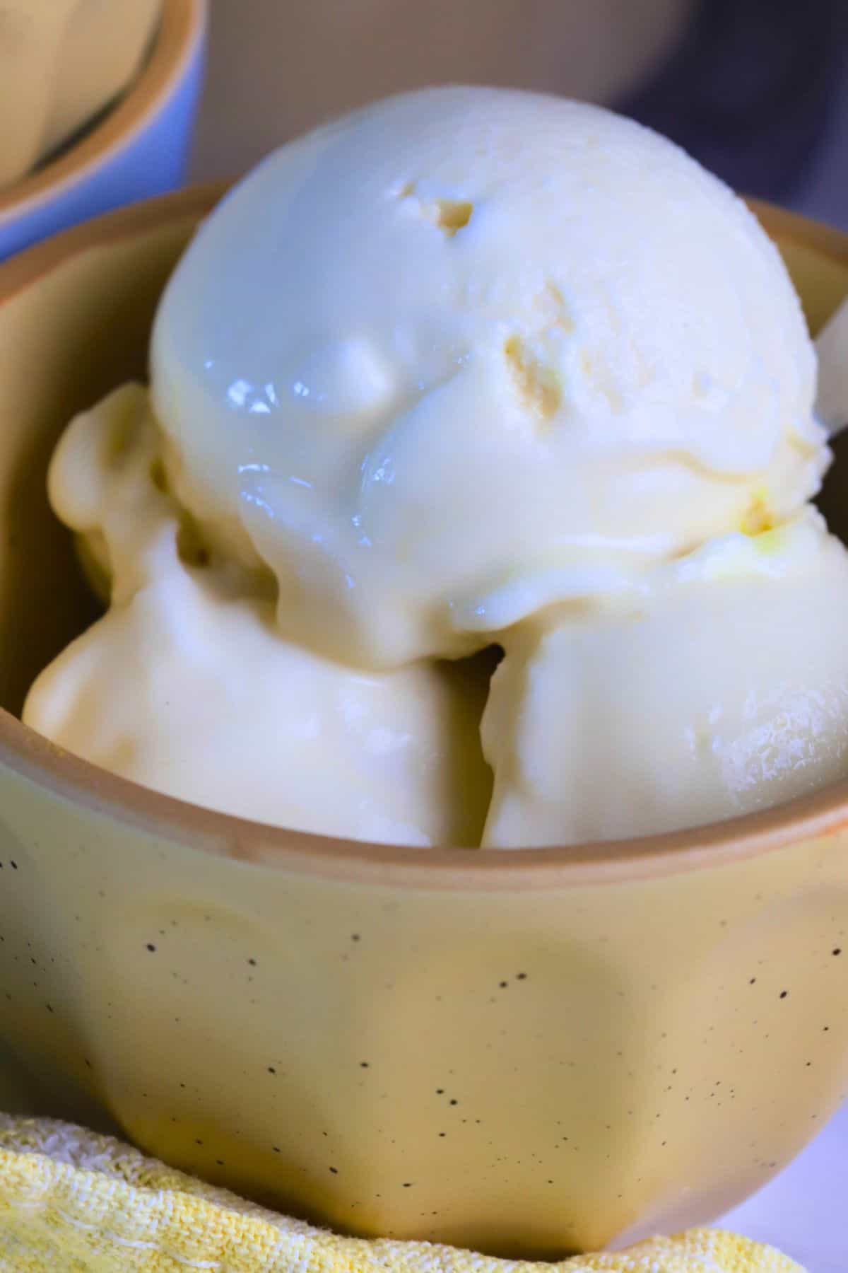 A bowl of sugar free banana ice cream.