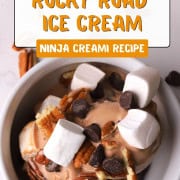 Sugar free rocky road ice cream in a bowl.