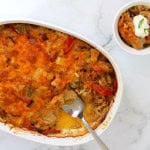 Fajita casserole with a small bowl with the same next to it.