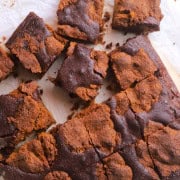 Closeup overhead shot of the brownies.