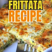Pinterest pin of the frittata in the casserole dish.