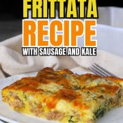 Pinterest pin of the frittata slice on a plate.