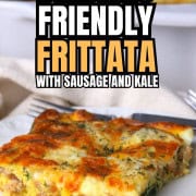 Pinterest pin of the frittata slice on a plate.