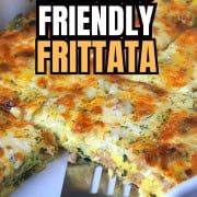 Pinterest pin of the frittata in the casserole dish.