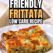 Pinterest pin of the frittata slice on a plate.