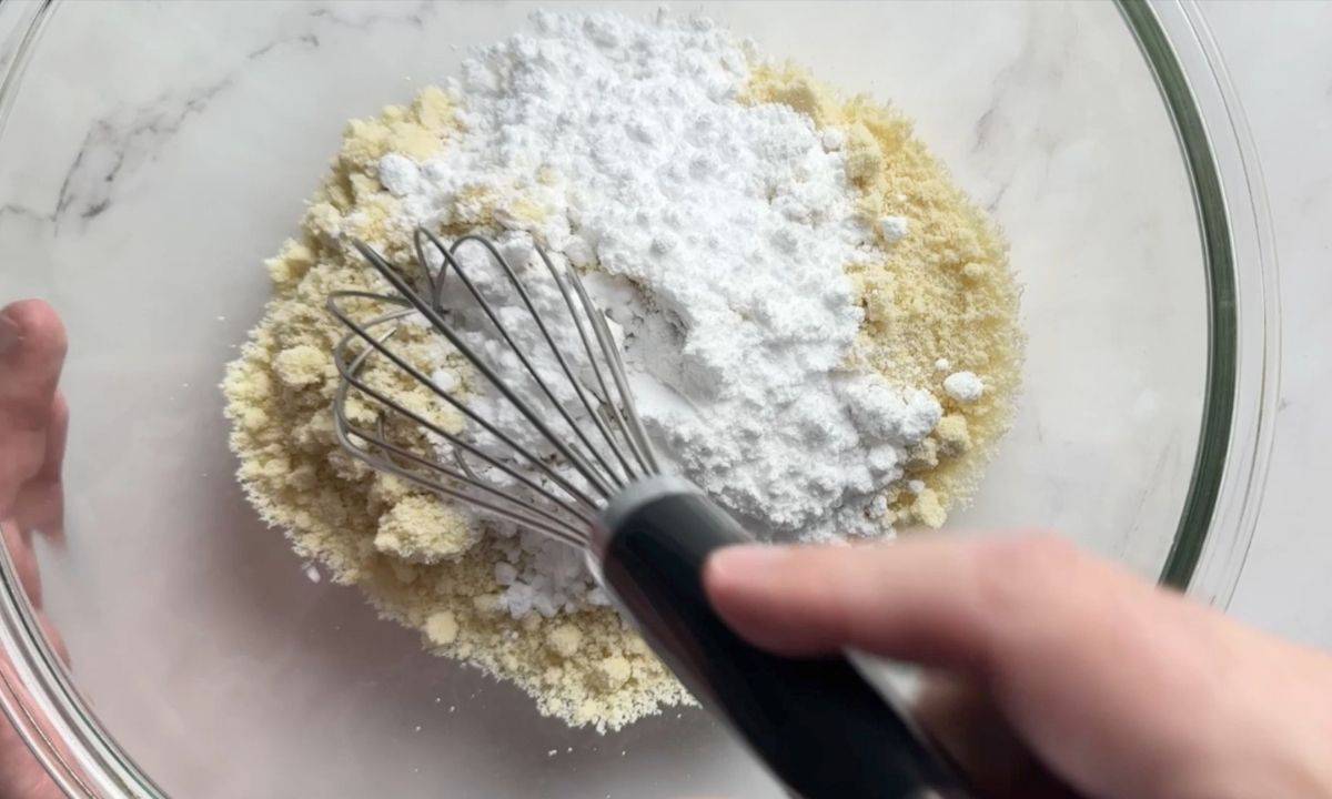 Whisking the dry ingredients.