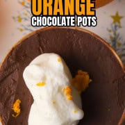 A flatlay closeup shot of a sugar free orange chocolate pot.