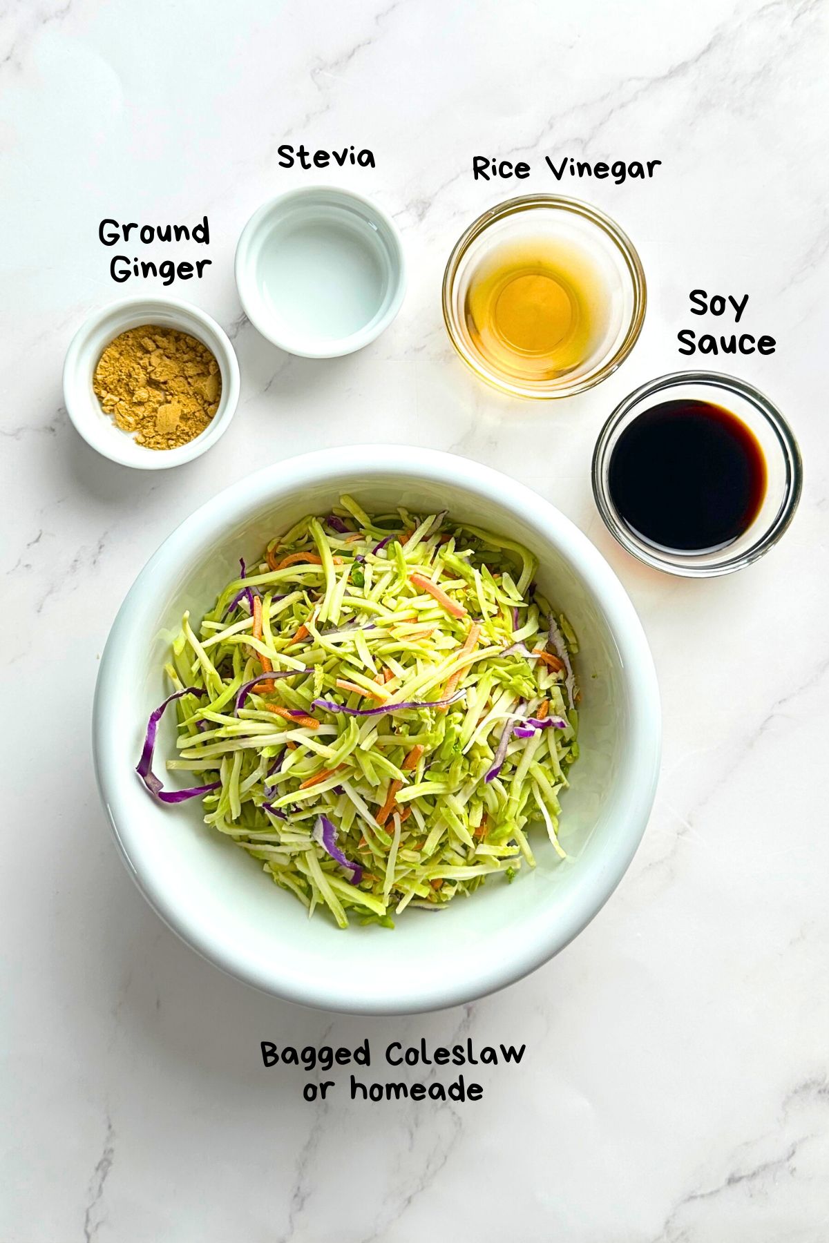 Ingredients for the asian coleslaw.
